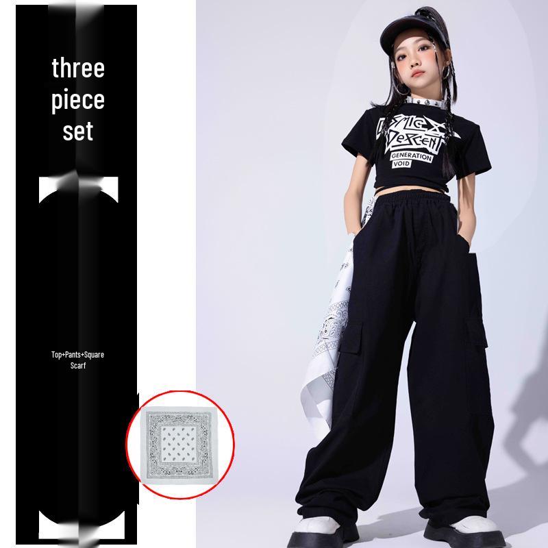 Girls' Trendy Jazz & Hip Hop Dance Costume - Crop Top & Street Dance Set for Kids