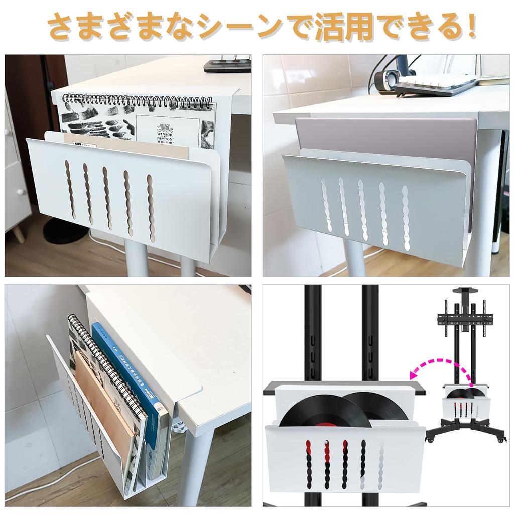 ZGNWRHVA Tableside Desk MacBook PC Charging 5kg Weight Hides Organizes Document Steel No Drilling Fits Tabletops Easy Installation Clamp, Storage,