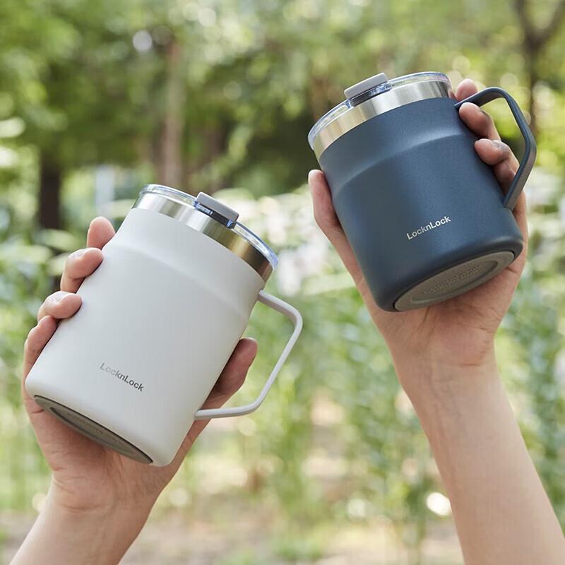 LOCK&LOCK (LOCK&LOCK) Coffee Cup Insulated Hot And Cold Desktop Cup for Men And Women, Couples Water Mug 390ML White LHC4218WHT