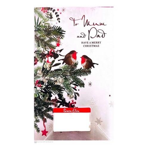 Simon Elvin To Mum And Dad Birds Christmas Greetings Card (Pack of 6)