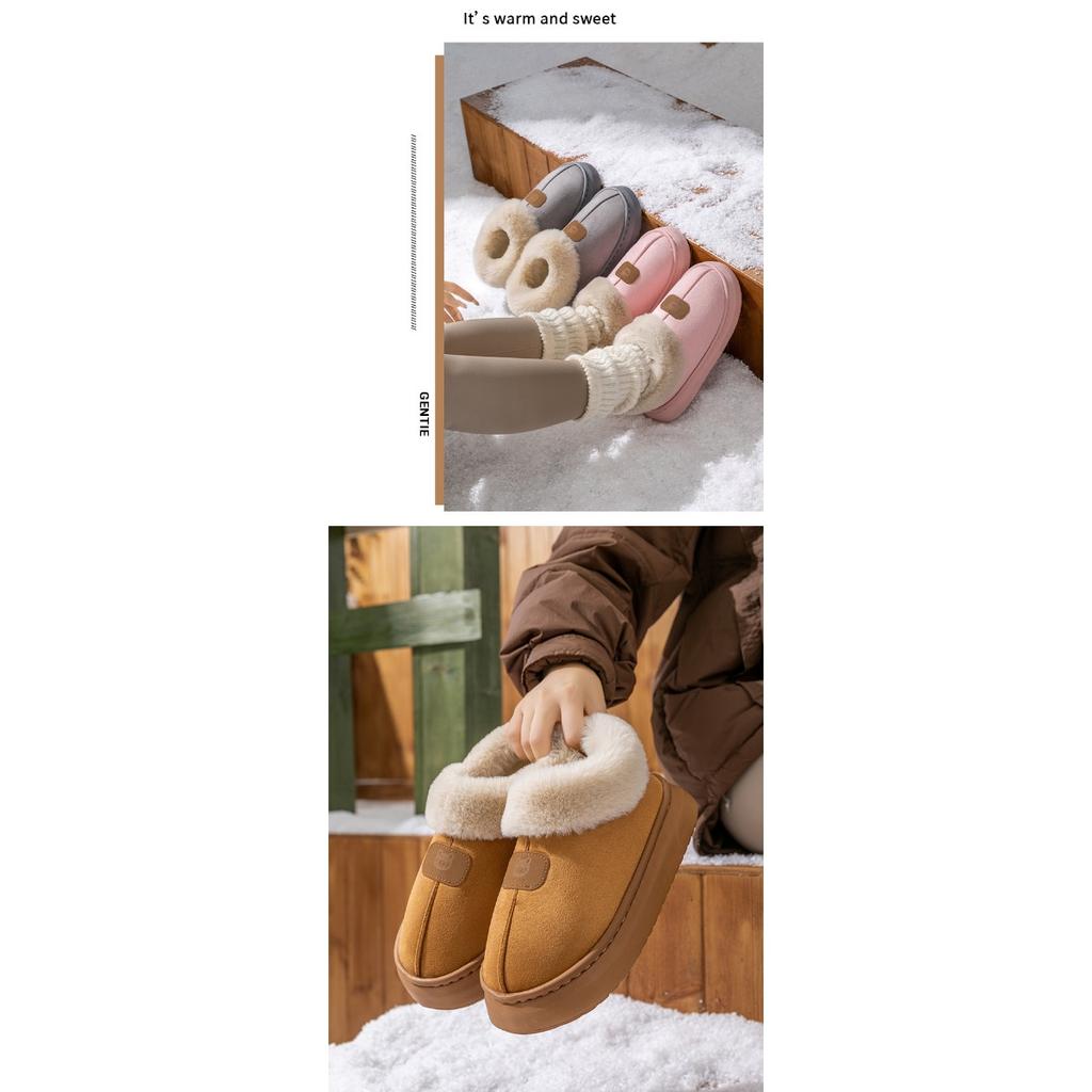 Borsa Cartone Animato Testa di Orso con Pantofole di Cotone da Donna In Autunno e Inverno, Da Interno con Scarpe Calde di Peluche per Indossare All'Aperto, Stivali da Neve di Peluche da Coppia