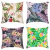 Nordic Ins Style Simple Line Painted Geometric Patchwork Green Plant Cushion Pillow Cover