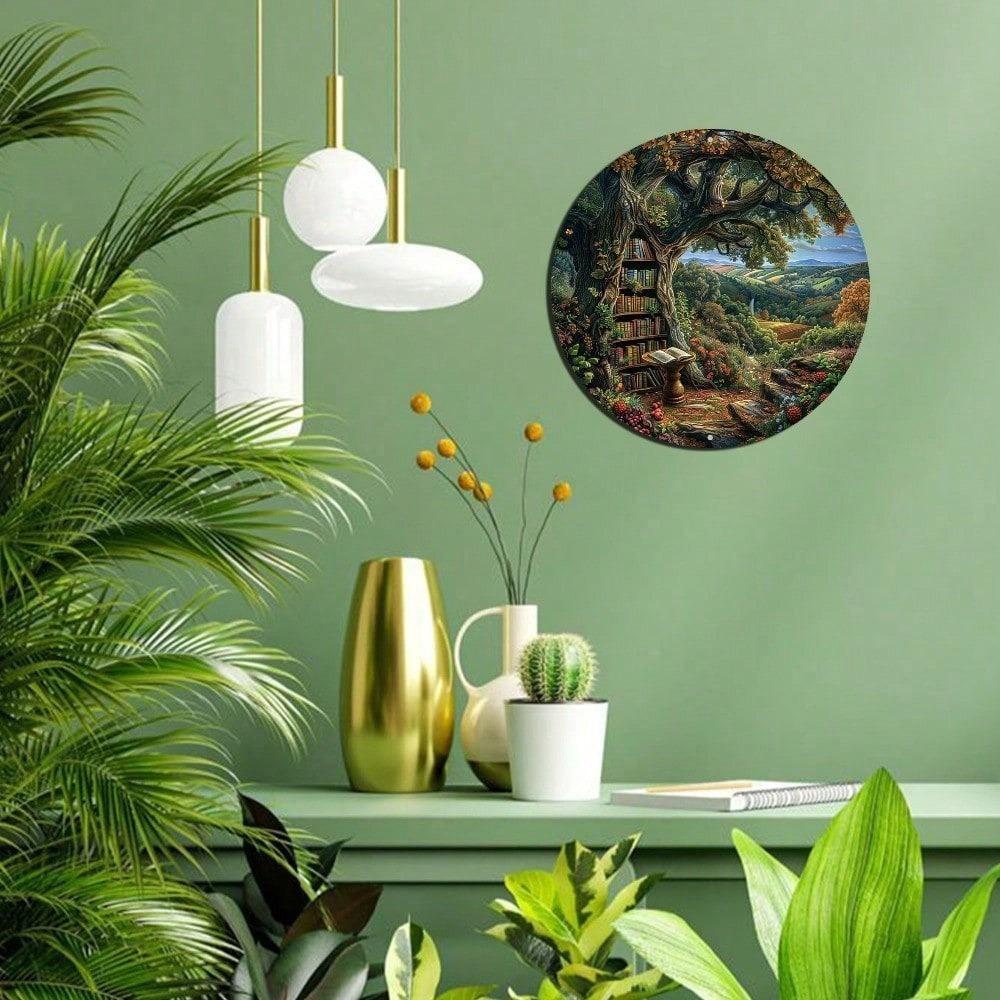 Vintage Wisdom Tree Round Metal Sign 8 Inch Wall Art For Home Bar Kitchen Office Halloween Decor