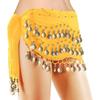 Belly Dance Hip Scarf, Women's Chiffon Belly Dancing Scarf with 128 Coins for Yoga Class
