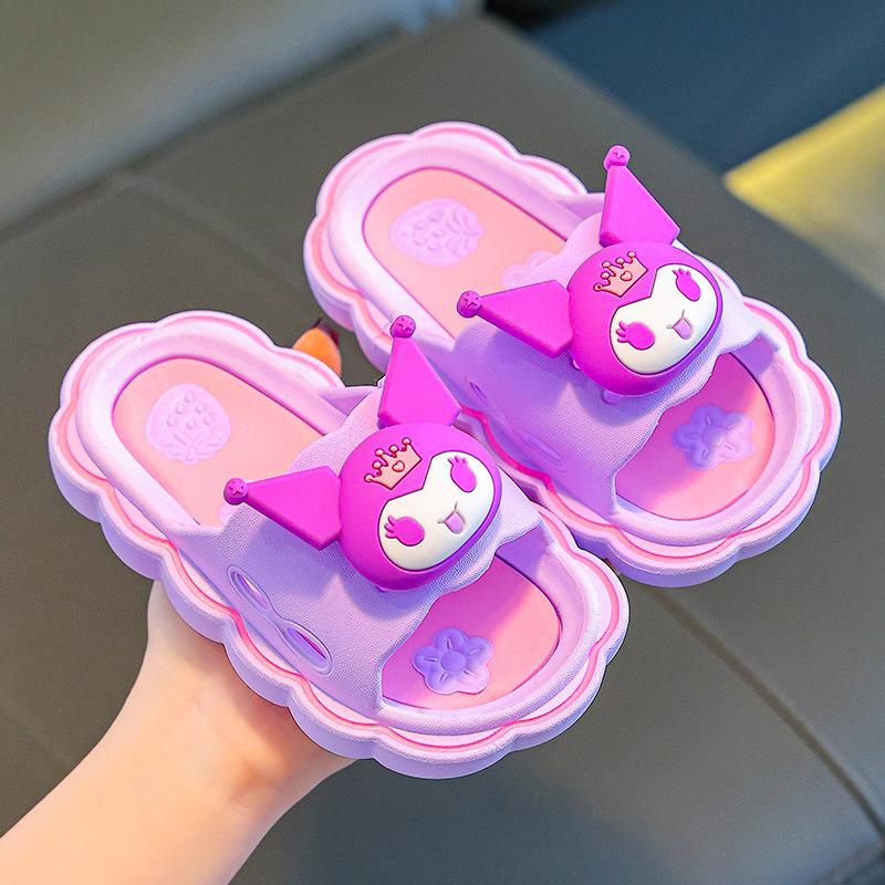 

Children s cartoon slippers for girls, soft-soled, suitable for toddlers and young children, cute, non-slip, for home and outdoor use in the bathroom 24-25Inner Length15.5cm фиолетовый