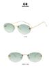 2024 Frameless Oval Retro Sunglasses - Fashionable Metal Frame