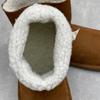 Johnature Genuine Leather Snow Boots Plush Warm Cotton Shoes Round Toe Flat Bottom Short Boots