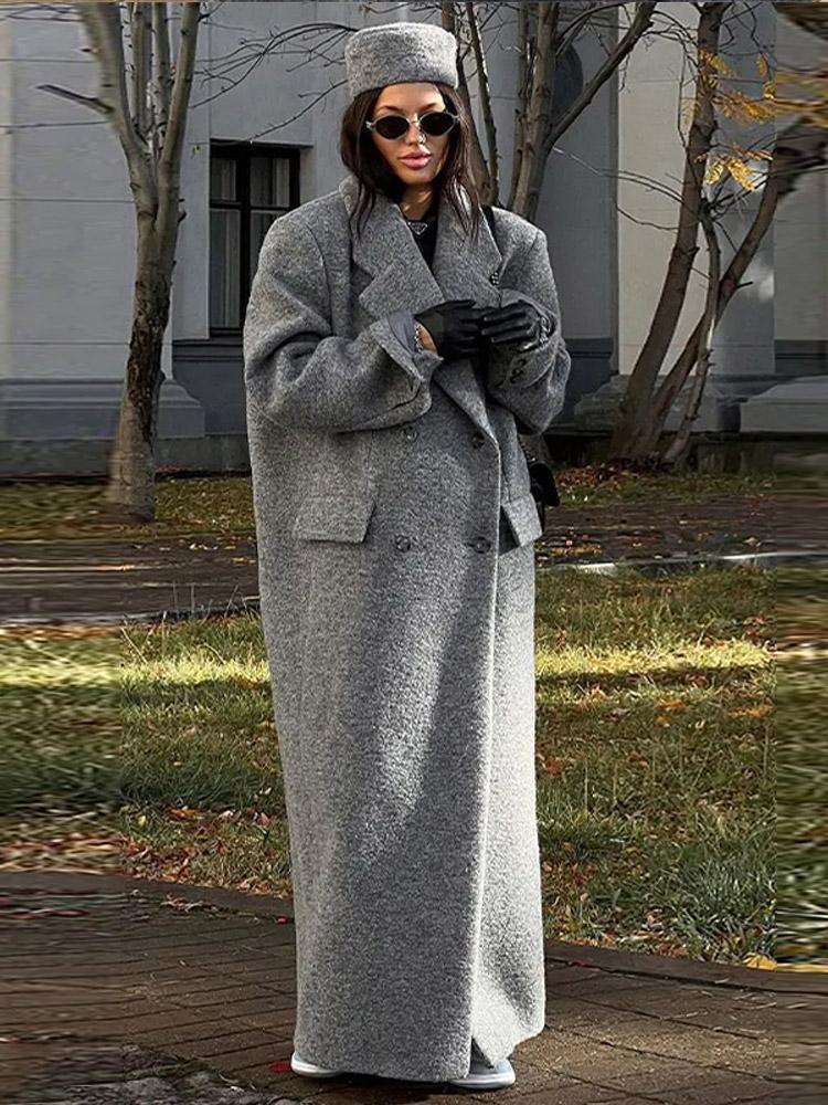 

Женская плотная верхняя одежда с отложным воротником и длинным рукавом, теплое тонкое длинное пальто с шикарным карманом, двубортная куртка, новая мода на осень-зиму L