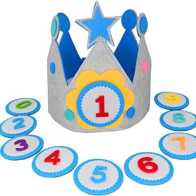 Children's Birthday Party Adjustable Crown Hat for Baby's First Birthday