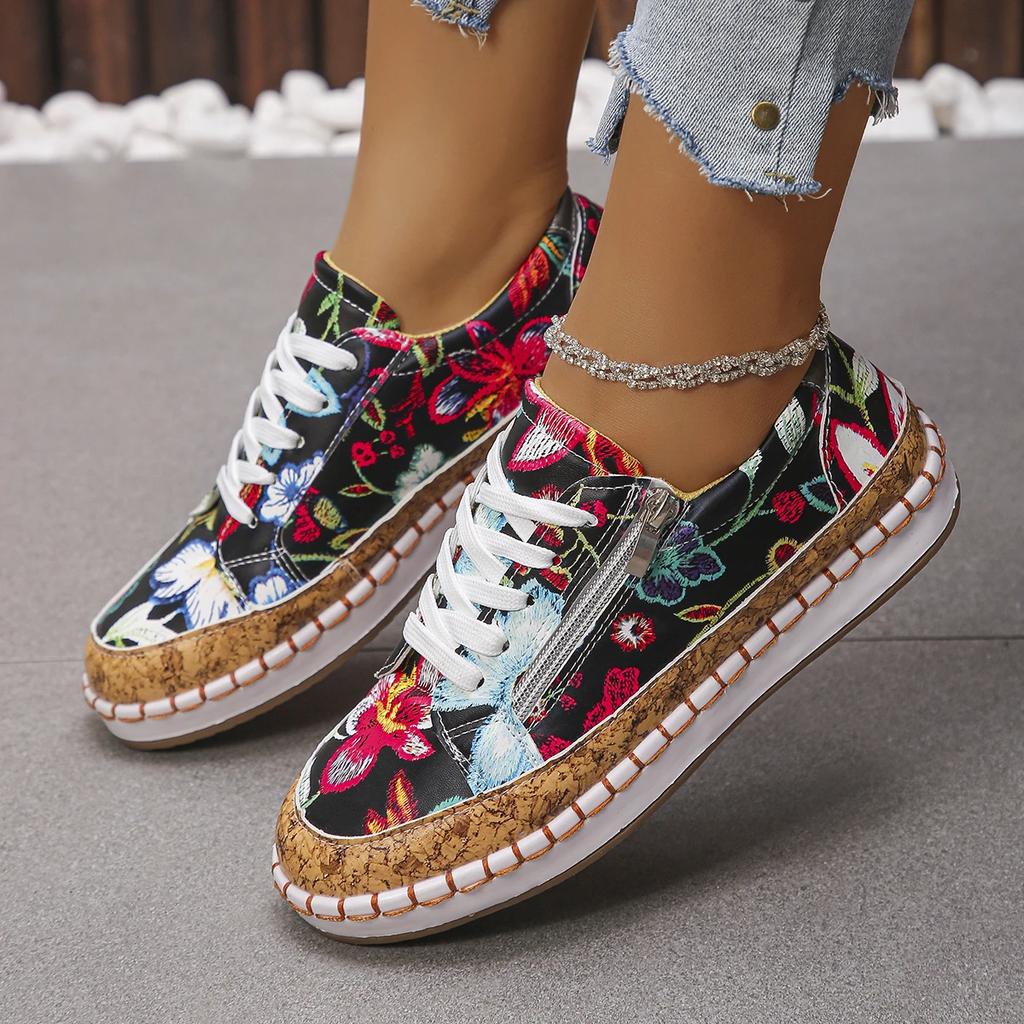 Women Flats New Elegant Round Toe Loafers Lace Up Trend Comfortable Women Shoes Casual Anti-slip Outdoor Sneakers Women