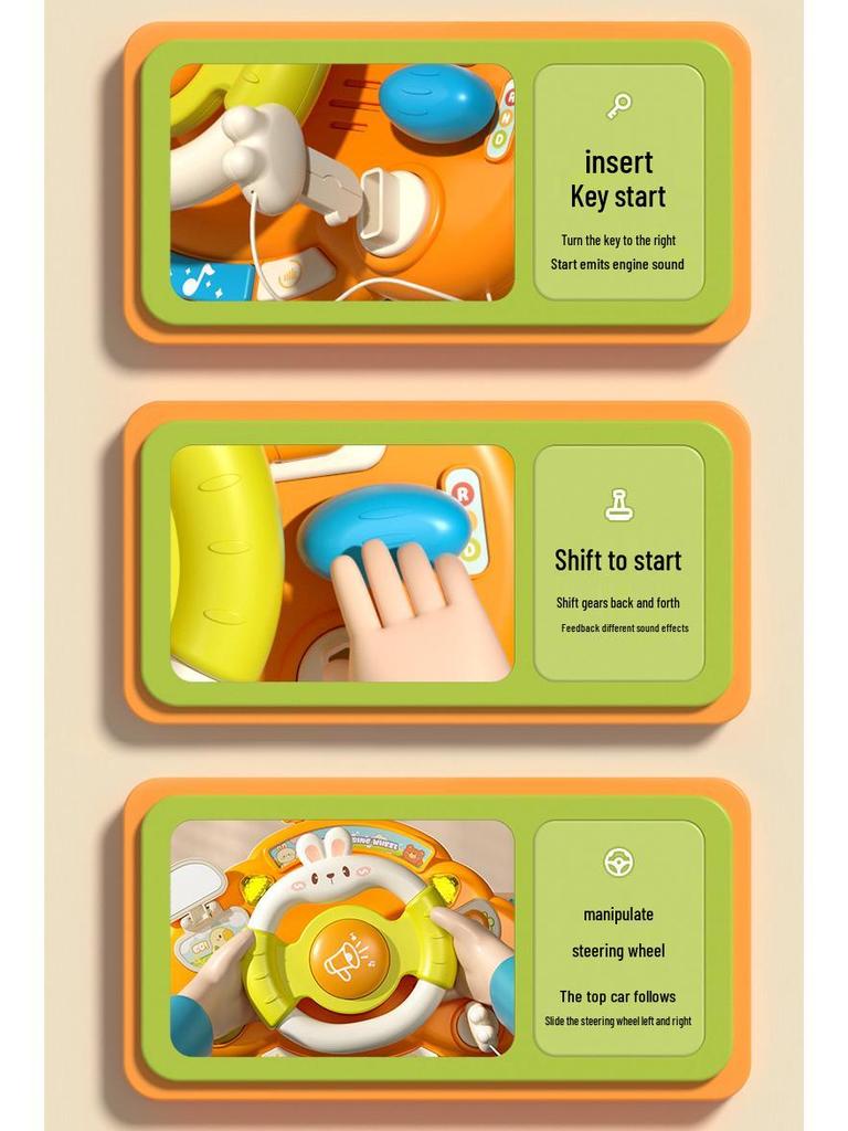 Kids' Steering Wheel Cartoon Simulation Toy for Baby Car and Stroller