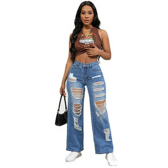 Spring/Summer Elastic Ripped Eyelet Bandage Denim Hot Pants Shorts for Women
