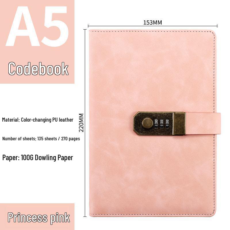 Retro Artistic Password Lock Diary for Primary School Girls