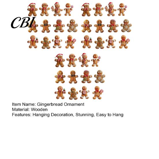 Gingerbread Man Gift Tags Christmas Wooden Ornaments, Cute Xmas Tree Hanging Decorations Decoration for Holiday Party Winter Home Decor Ornaments