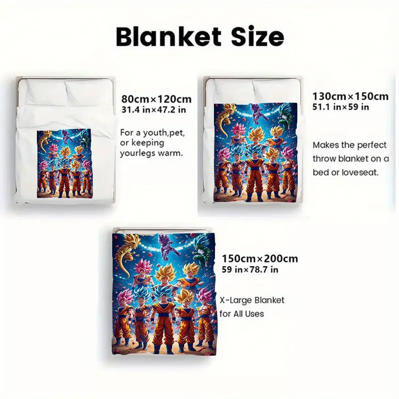 Dragon Ball Multi-purpose Blanket Warm Flannel Throw for Bed Sofa Office Travel Outdoor Use THW