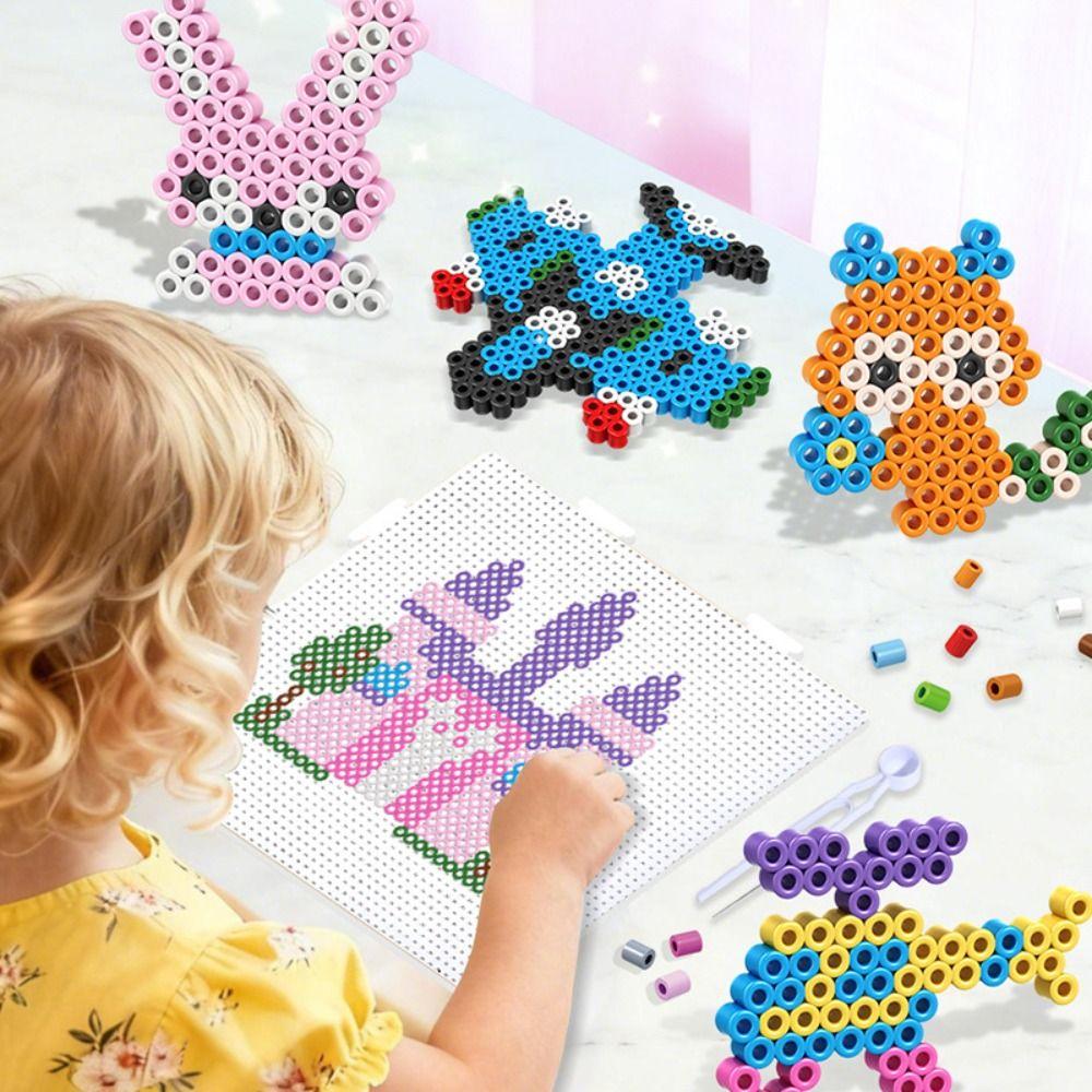 Colorful Bean Splicing Material Package DIY Iron-on Bead Craft Kit Bean Splicing Tool Kids Gift