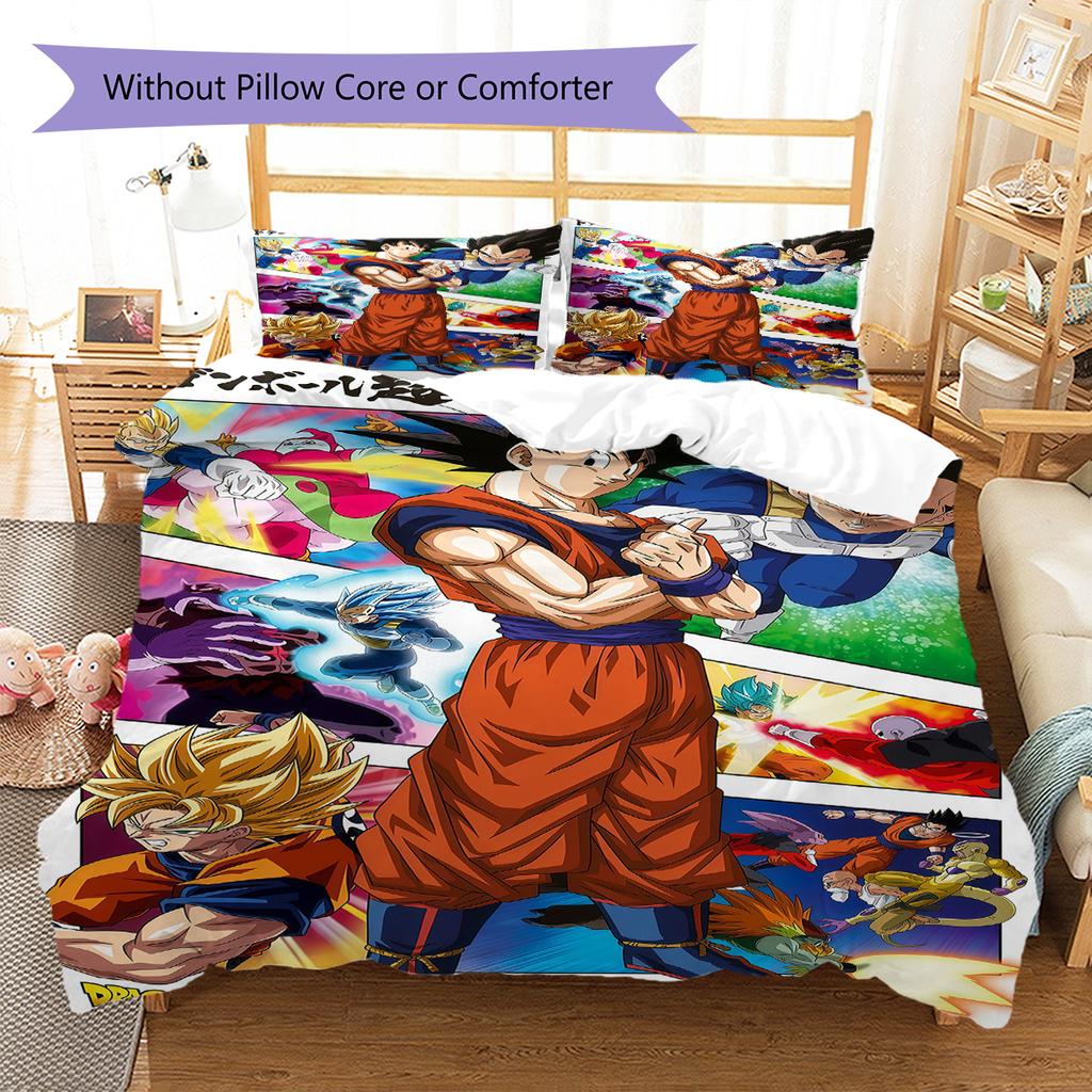 Biancheria da letto con motivo Son Goku, Set piumone Copripiumone Federa Regalo di compleanno per la casa (1 * copripiumino + 2 * federa, senza nucleo)