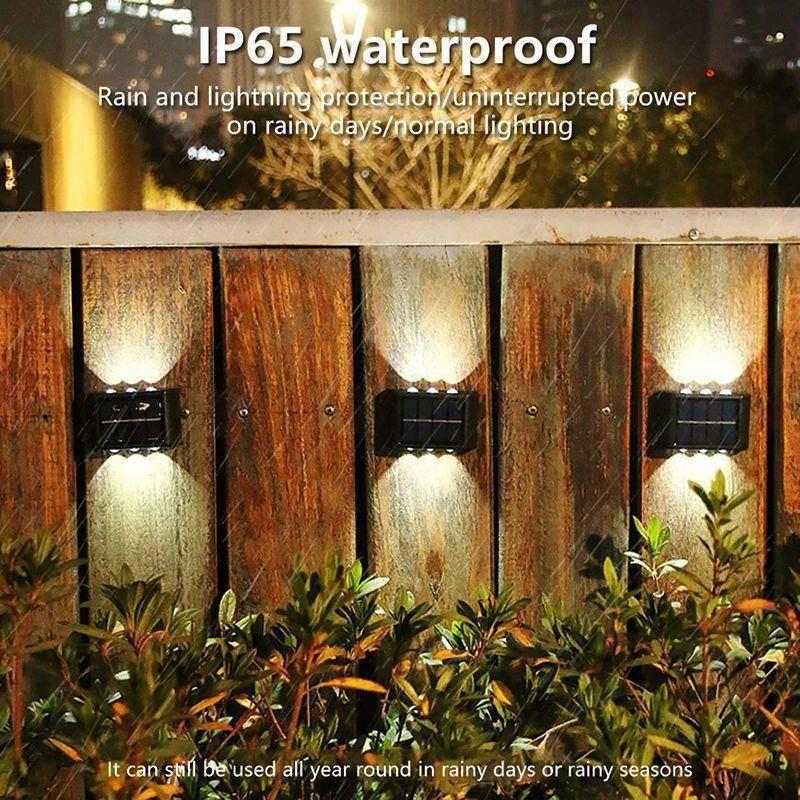 4-10 Led Solar Lamp Outdoor Waterproof Wall Lights For Garden Yard Decor Landscape Up And Down Luminous Lighting 1Pc