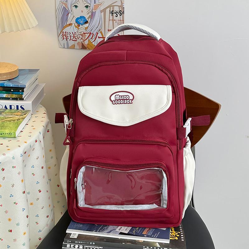 High value, fresh and sweet contrasting color backpack, lightweight and large-capacity backpack for junior high school students