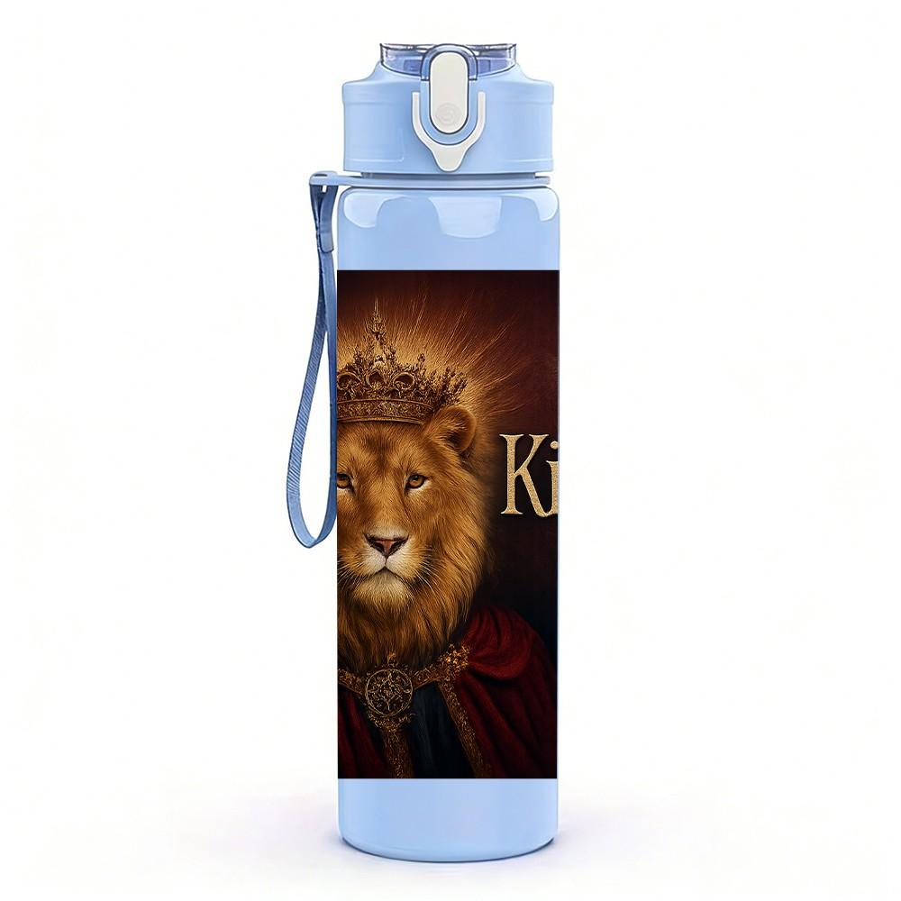 1PC Lion King Wild Animal Pattern 750ml Color Plastic Sports Water Bottle Leakproof Flip Straw Lid Suitable for Sports Office Home Use