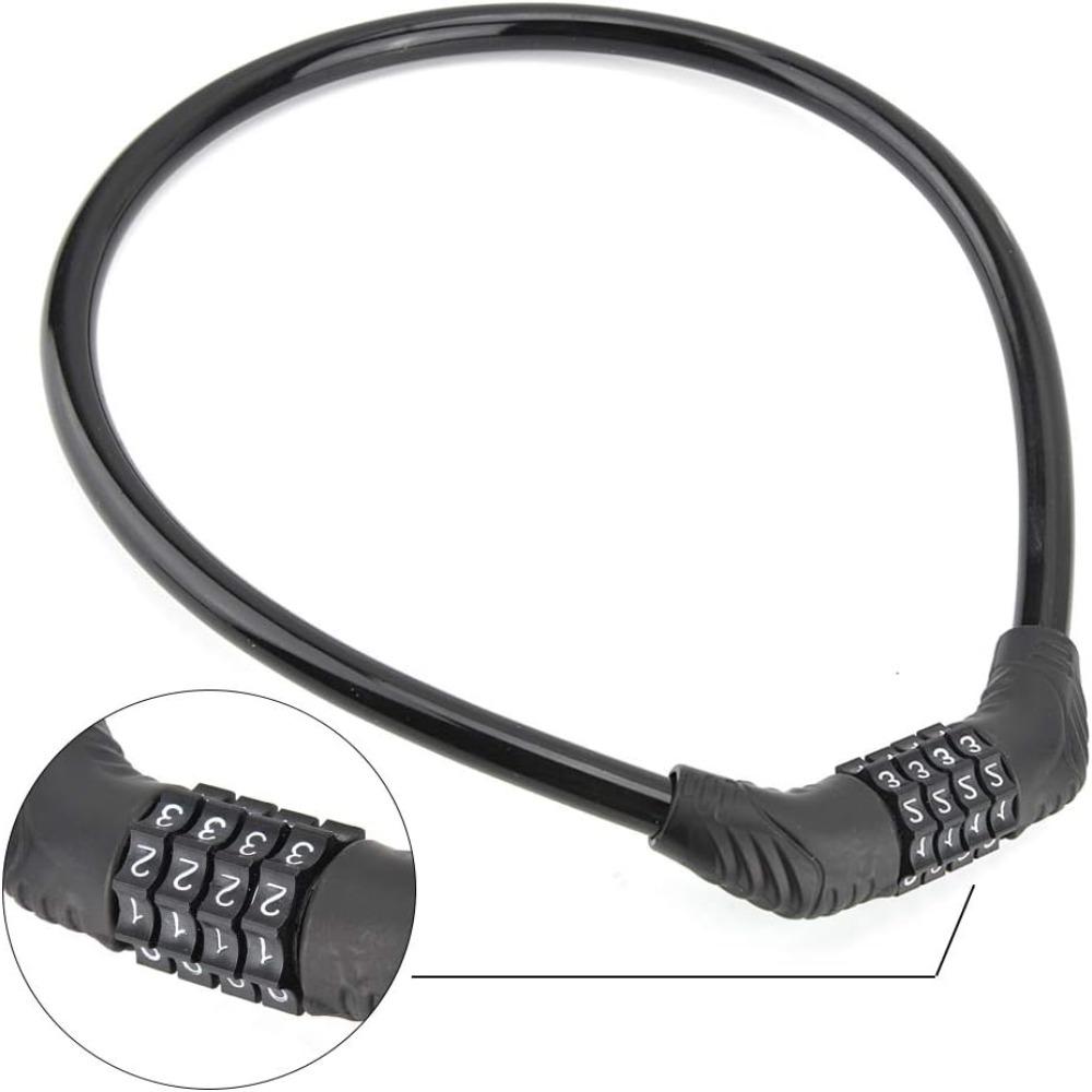 2PCS Steel Cable Bike Cable Lock 4 Digit Combination Ring Cable Lock Steel Cable Lock  Skateboards