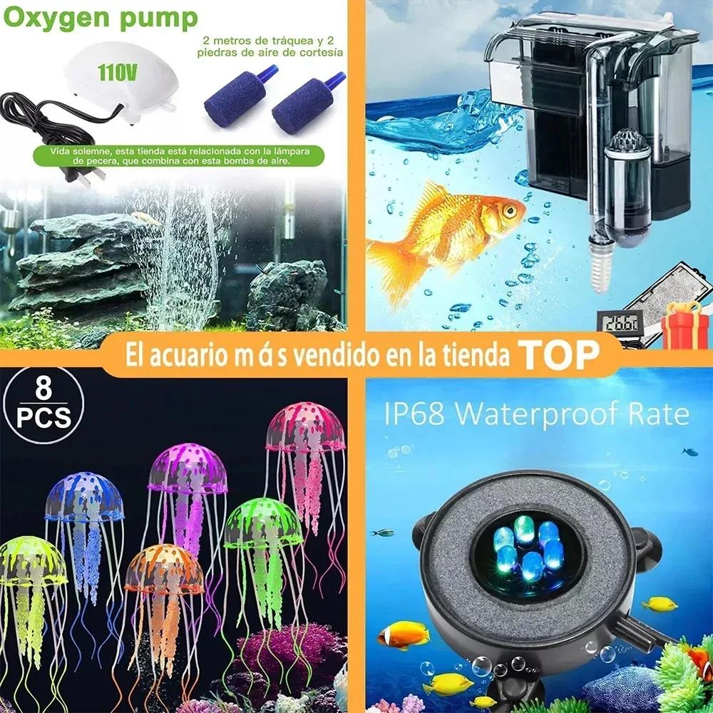 Sauerstoffverstärkende Disk Bubble Light Aquarium Landschaft Bunte LED Wasserdicht Aquarium Runde Bubble Light Aquarien Zubehör