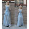 French Feeling Blue Suspender Dress Women's Summer Great Look Beautiful Waist Thin Temperament a Word Long Dress