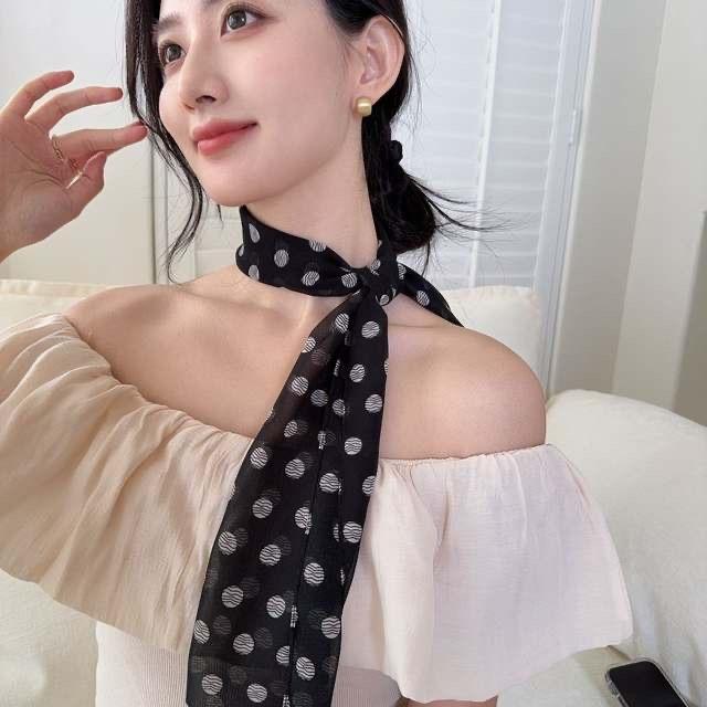 Retro black and gold leopard print white silk scarf autumn and winter new fashion light luxury high temperament warm scarf shawl dual-purpose