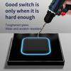 Interruptor de Parede Elétrico de Vidro Preto Deluxe UK com Botão de Reset, Tomada, Interruptor de 1/2 Módulo com Tomada de Carregamento USB C, Vidro Temperado