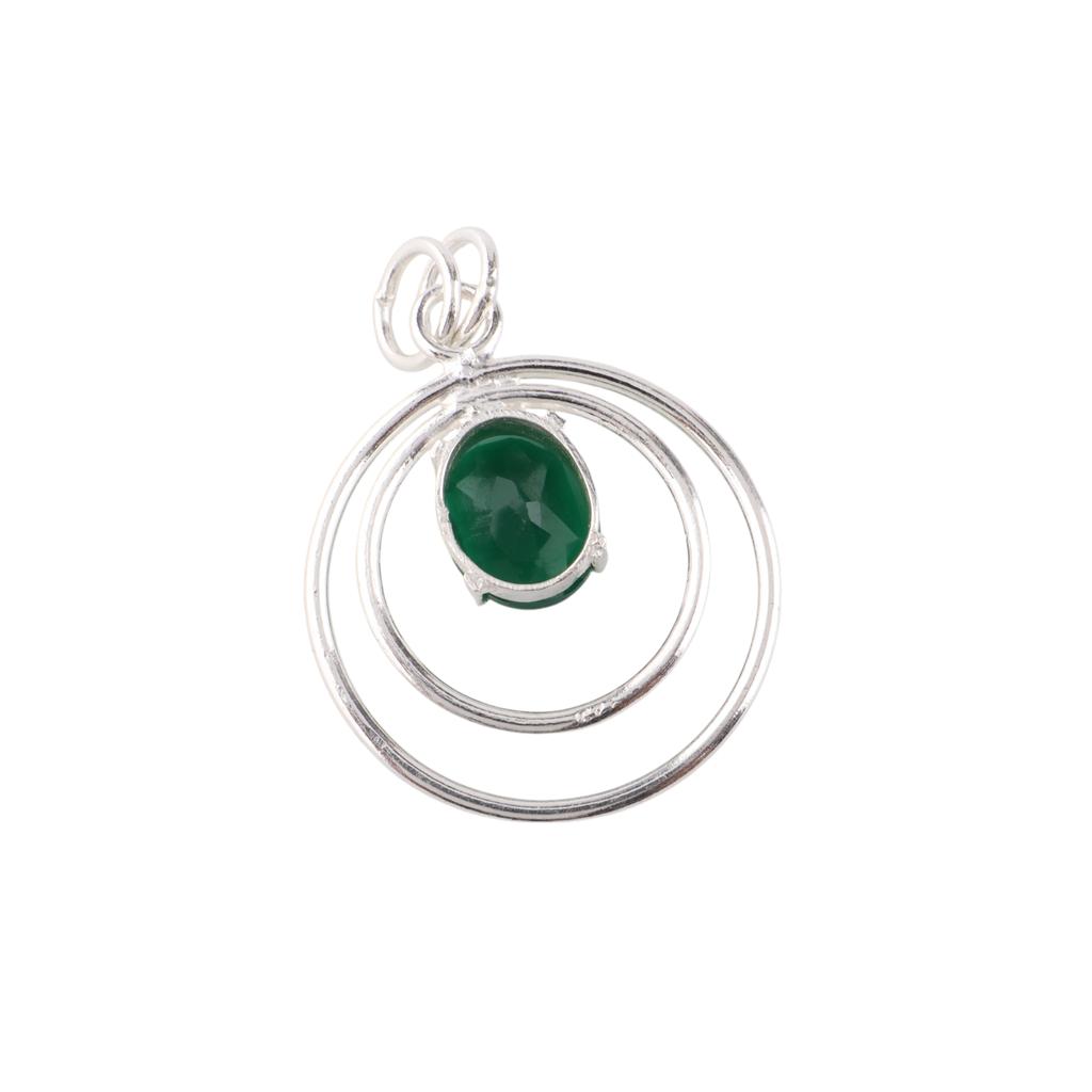 Green Onyx Gemstone 925 Sterling Silver Jewelry Women's Pendant Gift For Mother PP-61-17