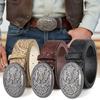 Trendy PU Leather Western Cowboy Belt Vintage Retro Waistband Punk Rock Y2K Carved Buckle Embossed Belt For Man Women