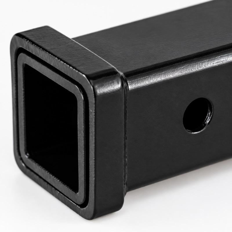 Flanged Trailer Receiver Tube 6 inch with Square Steel Construction, Side Pin Hole, and Treated Black Finish for Towing Modification Projects