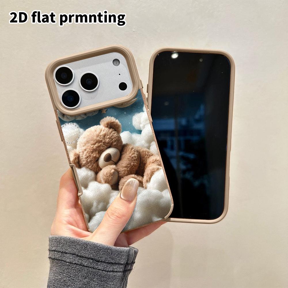 Phone Case: 2D Flat Lambskin Suitable for iPhone 18, 17, 16, 15, 14, 13 Pro Protective Cases, Sleeping Little Bear, Christmas and Halloween Gifts