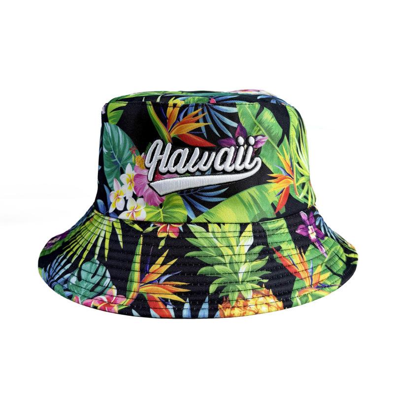 Outdoor hot island style letter three-dimensional embroidery digital printing bucket hat fashion versatile basin hat