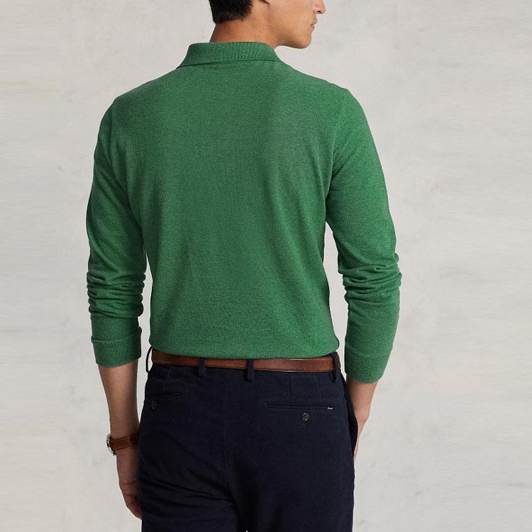 Polo Ralph Lauren PE23 Polo a Maniche Lunghe Slim Fit in Rete Solida Uomo top Verde MNPOKNI16822702-301