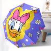 Disney Daisy Duck,Cartoon Character,Floral Background Manual Opening and Closing Umbrella, 8-Rib Reinforced Folding Design, Lightweight
