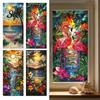 Indoor Outdoor Window Cling Privacy Film Stained Glass Flamingo Tropical Static Clings Heat Control Door Temporary Sticker Covering with Palm
