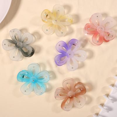 Candy Color Frosted Flower Claw Hair Clip – Five-Petal Design for Women