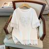 Plus Size Women's Loose Round Neck Mid-Length Short Sleeve T-shirt, Bust 150/160 cm, 200-350 jin Capacity