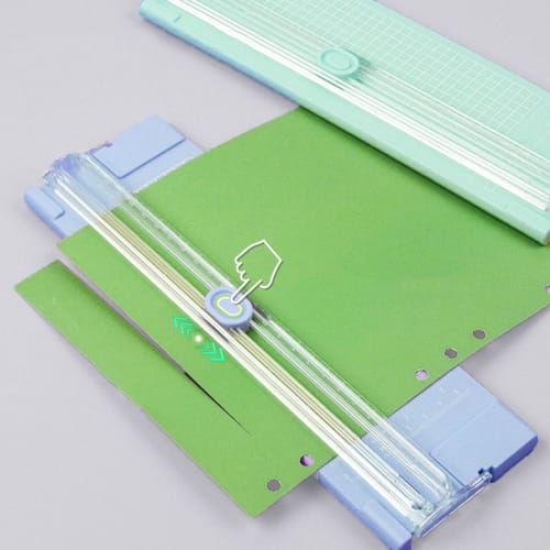 Lightweight, Multi-functional Paper Trimmer with Slide Cutter, Blue, Portable, for Cutting Cardstock, Copy Paper, Business Cards, Photos, and Cards, C