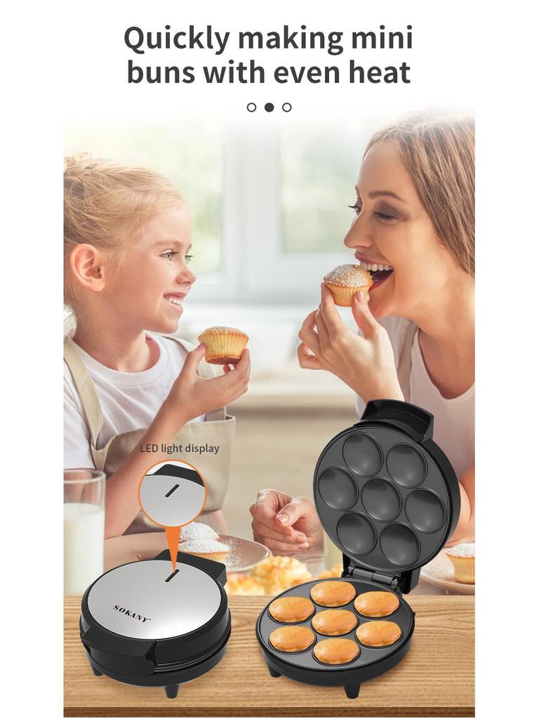 7-Hole Electric Mini Pancake & Tart Maker with Large Capacity and Constant Temperature Control