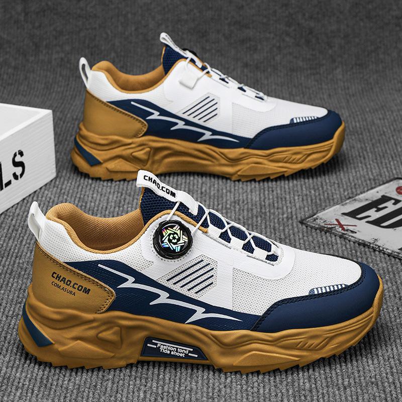 Sommer neue Herren Sportschuhe in Übergröße Fitnessübung Outdoor atmungsaktiv drehbarer Knopf Mesh Laufschuhe