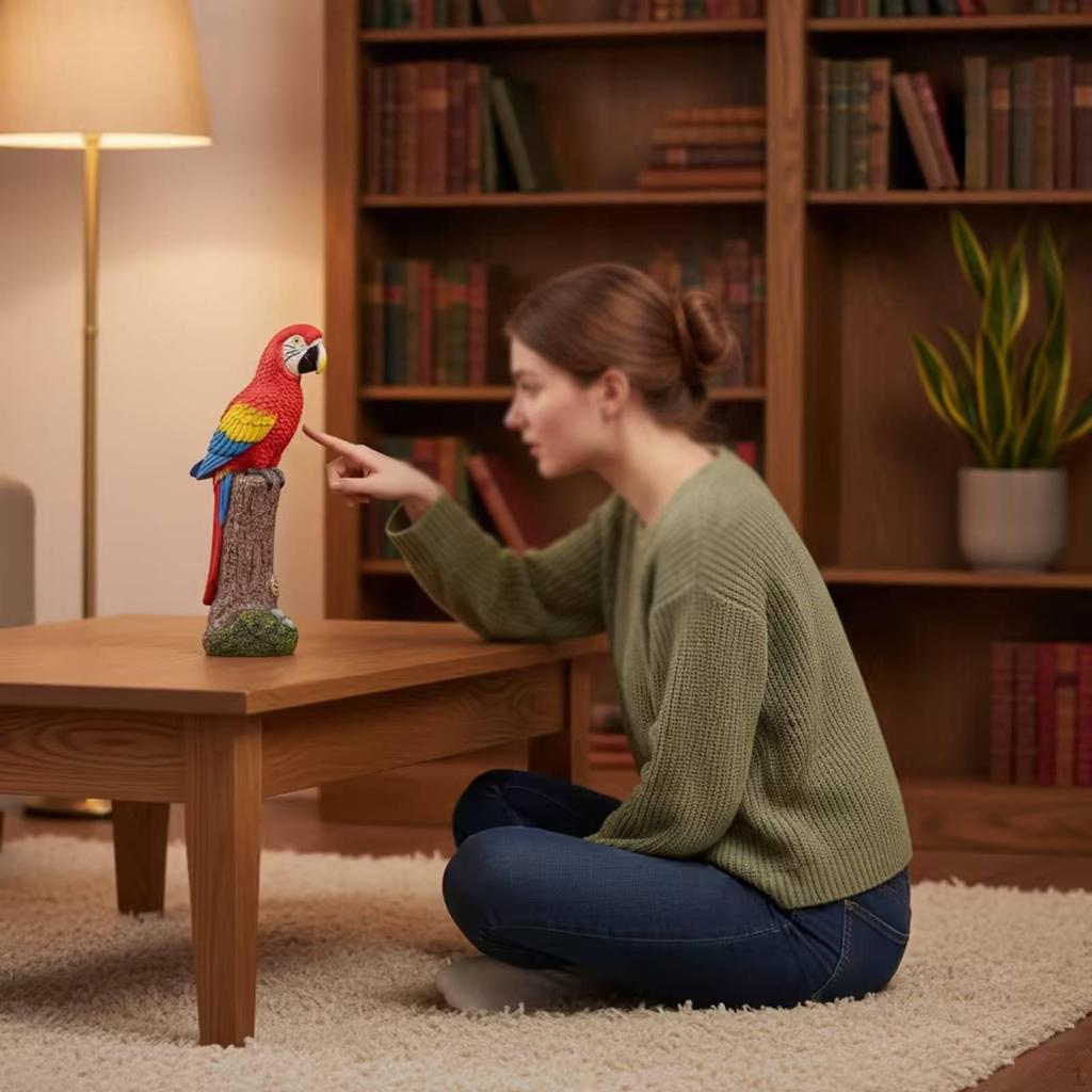 Parrot Figurine Animal Sculpture Crafts Bird Ornament Creative Tabletop Decoration Garden Statue for