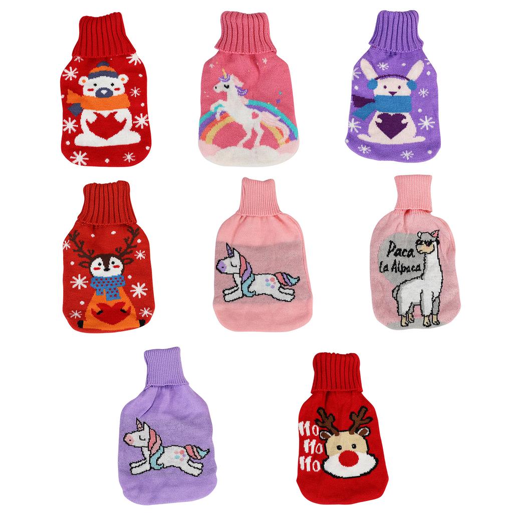 Hot Water Bottle Cute Cover Rubber Hot Water Bag for Hot Cold Compress Hand Feet Warmer Neck and Shoulder Pains Relief