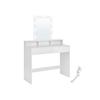 VASAGLE Dressing Table, LED Light with Adjustable Brightness, Makeup Table with Mirror, 2 Drawers and 3 Compartments, Makeup Station, Modern, White