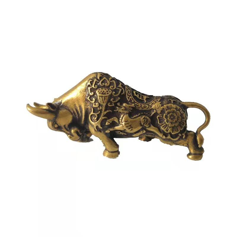 Brass Lucky Bullfighting Statue Copper Animal Miniature Figurine Pendant Home Ornaments