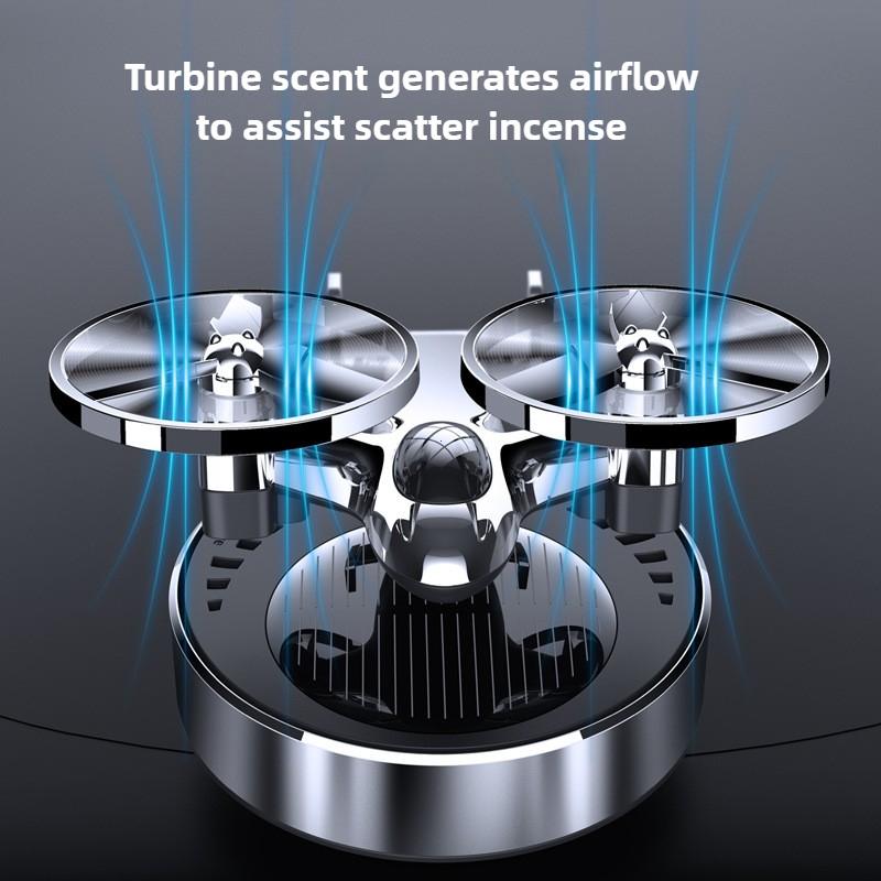 Solar Powered Rotation Helicopter Solar Aromatherapy Car Air Freshener Alloy Fragrance Auto Aroma Diffuser