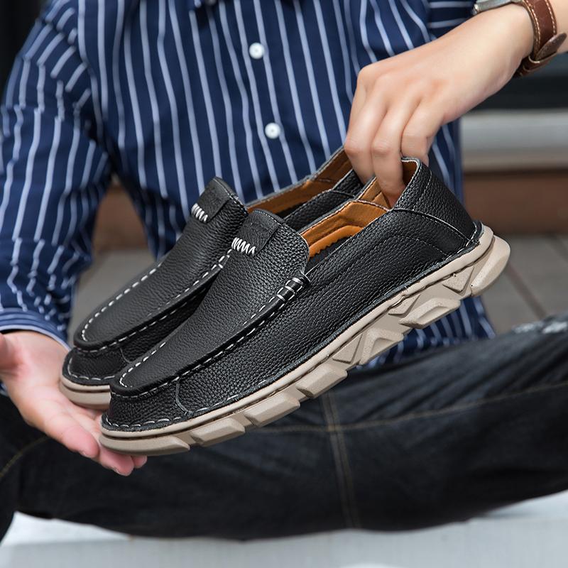 

Новая Высококачественная Мужская Обувь Натуральная Кожа Мужская Повседневная Обувь Уличная Обувь Слипоны Мужская Рабочая Обувь Модная Обувь на Плоской Подошве Мужские Кроссовки 38