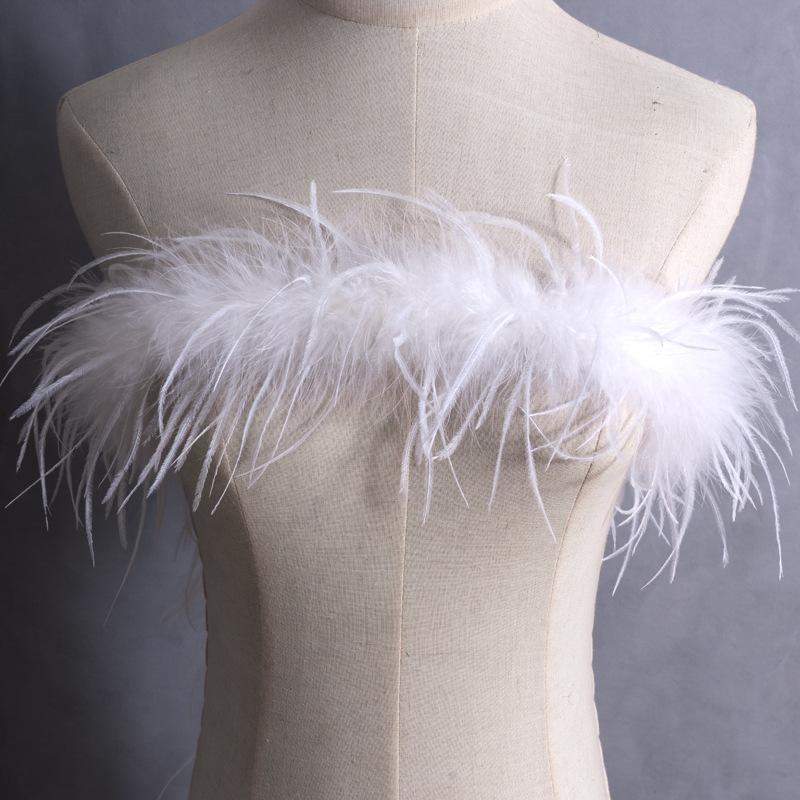 

Special Offer White Black Ostrich Feather Top Latin Dance Clothes Pajamas Nightgown Diy Decorative Clothing Accessories