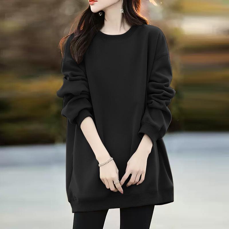 ZANZEA Women Casual Crew Neck Long Sleeve Loose Pullover Sweatshirt